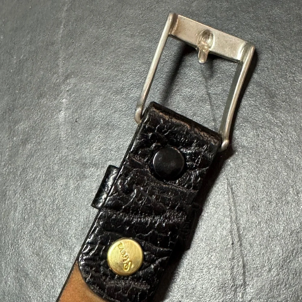 RARE Mattei Bros Streve of California Black Buffalo Leather Belt Size 36 Vtg MCM